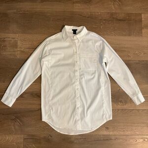Ann Taylor Factory tunic length white cotton blouse, S